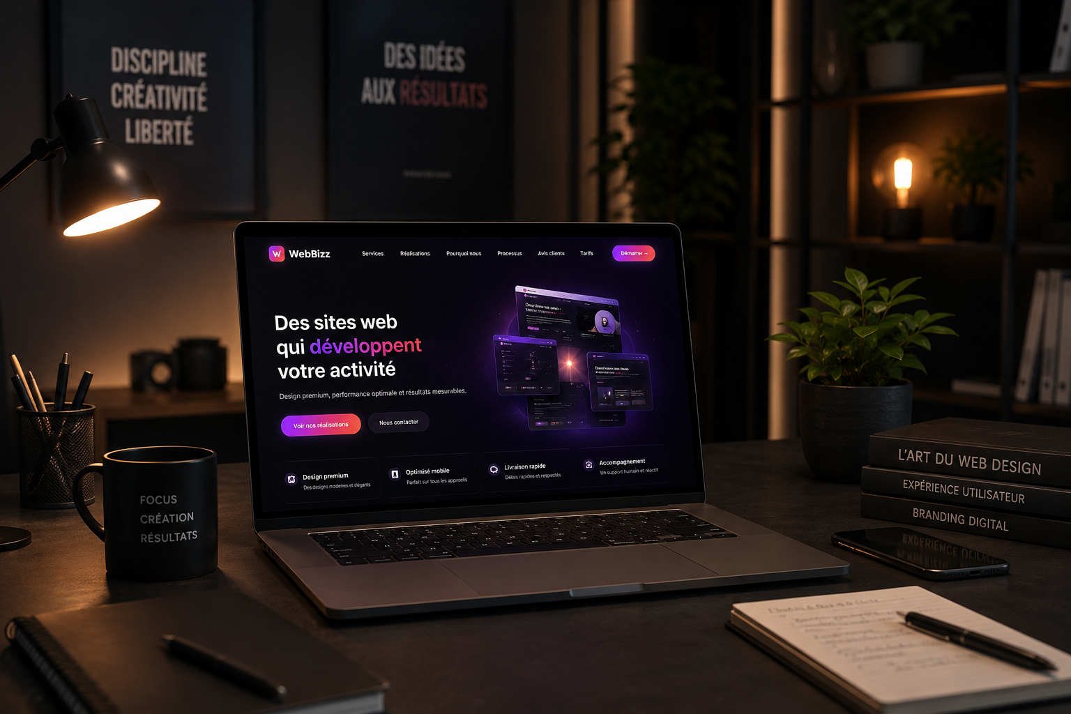 Studio WebBizz — espace de création premium